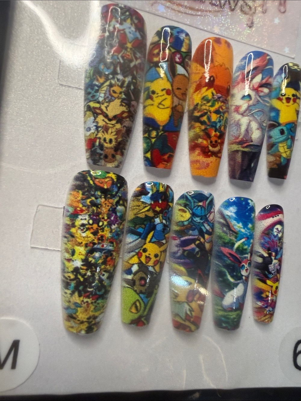 Pokemon Press-On Nails - Yellow, Blue, Orange, Black, Green, Red, Purple - Picture 2 of 5